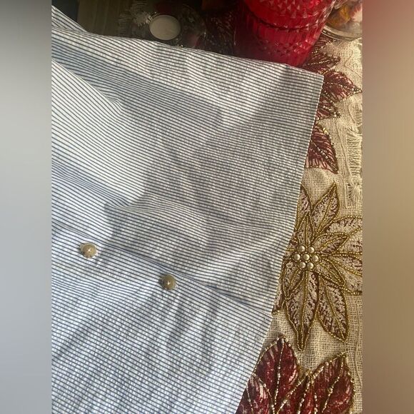 J Crew  Button Front Dress Sz 12  Seersucker Stripe White/Blue Sleeveless NWT - Picture 10 of 16